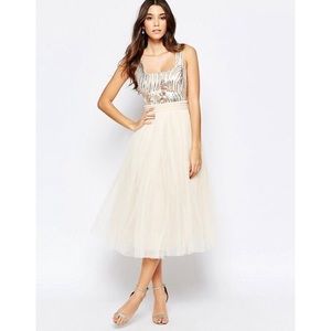 ✨ Sequin Midi Dress w/ Tulle Skirt Perfect Holiday Dress NYE